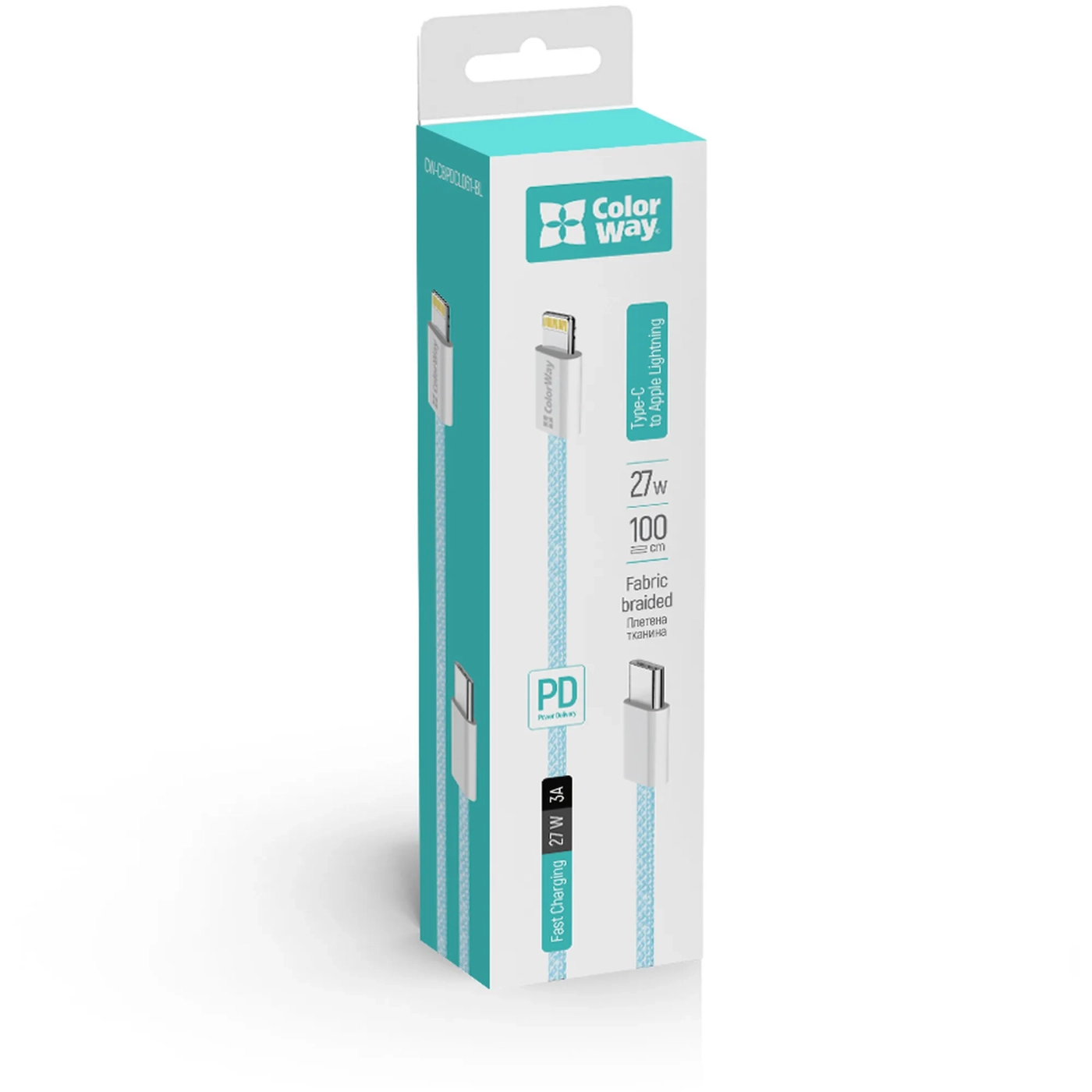 Купити Кабель ColorWay USB-C - Lightning 27W 3A 1m Blue (CW-CBPDCL061-BL) - фото 8