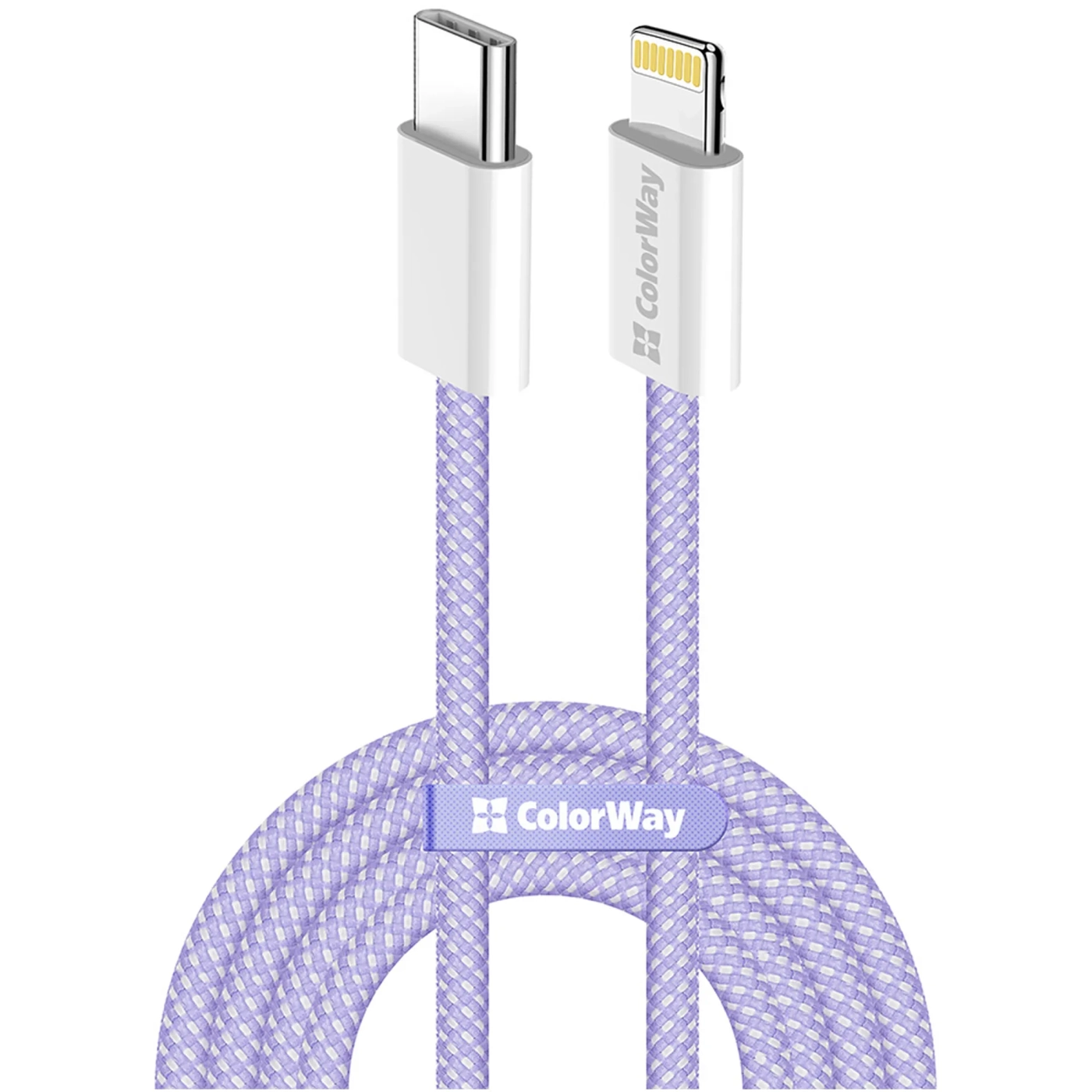 Купить Кабель ColorWay USB-C - Lightning 27W 3A 1m Purple (CW-CBPDCL061-PU) - фото 1