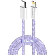 Купить Кабель ColorWay USB-C - Lightning 27W 3A 1m Purple (CW-CBPDCL061-PU) - фото 1