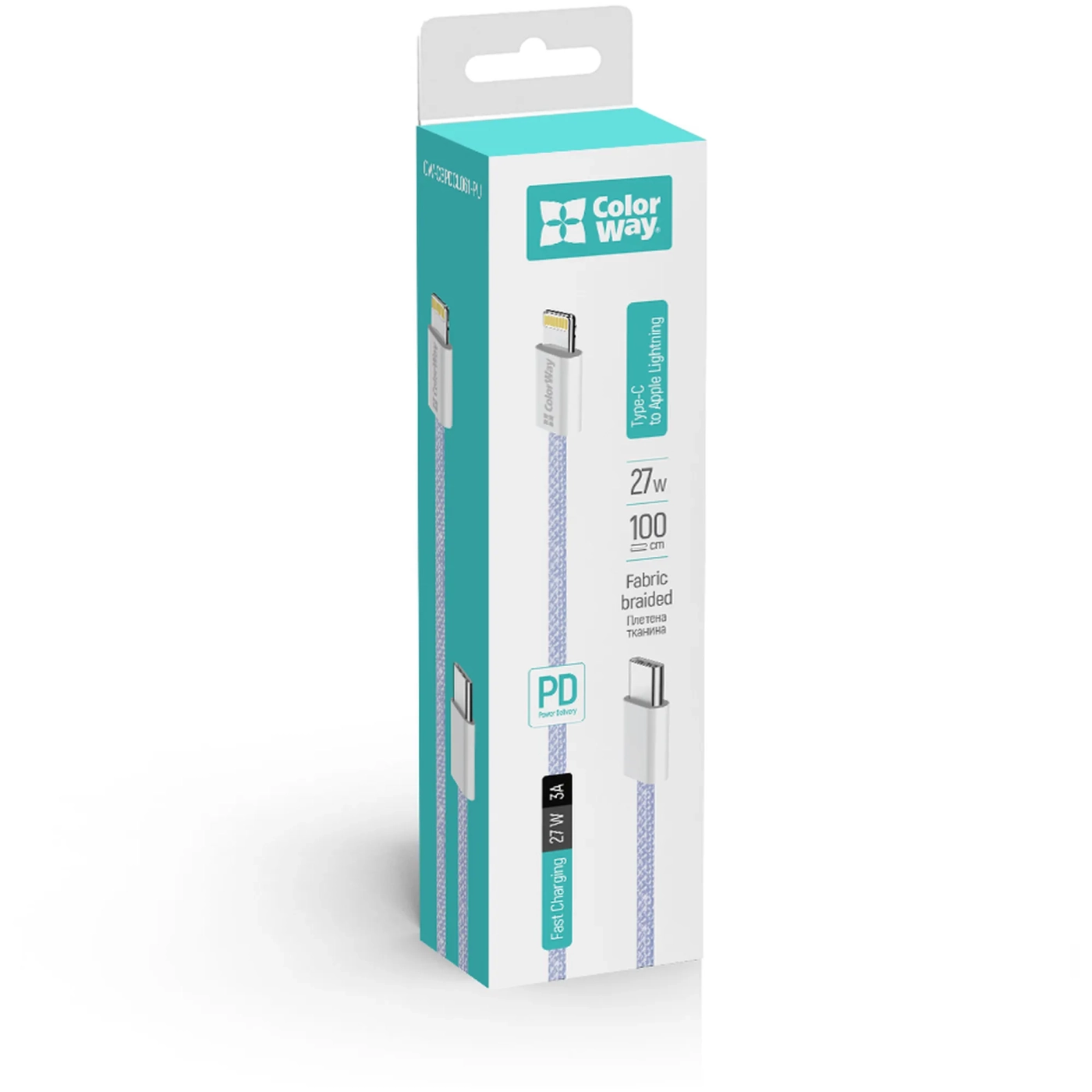 Купить Кабель ColorWay USB-C - Lightning 27W 3A 1m Purple (CW-CBPDCL061-PU) - фото 8