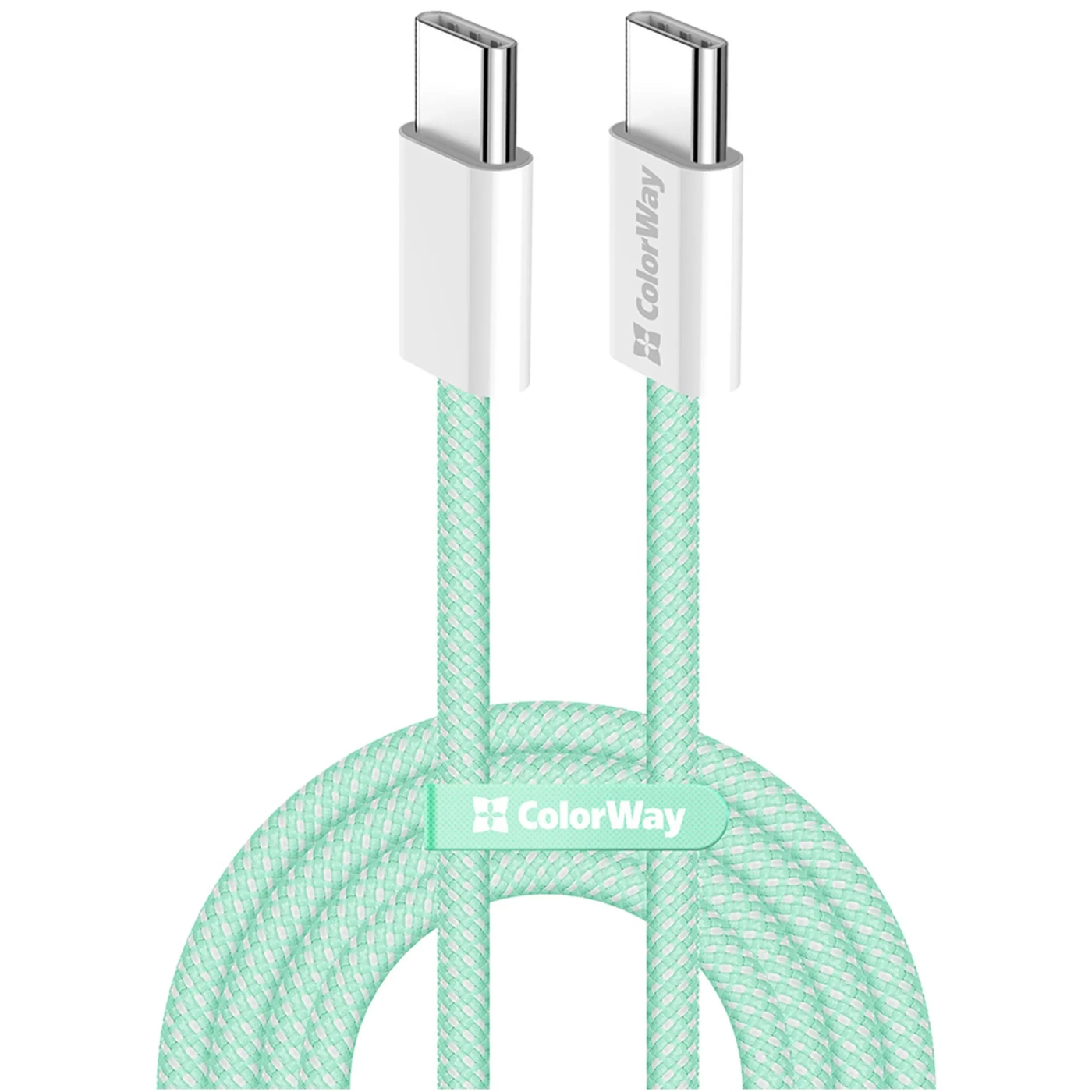 Купить Кабель ColorWay USB-C 60W 3А 1m Green (CW-CBPDCC061-G) - фото 1