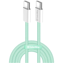 Купить Кабель ColorWay USB-C 60W 3А 1m Green (CW-CBPDCC061-G) - фото 1