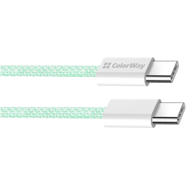 Купить Кабель ColorWay USB-C 60W 3А 1m Green (CW-CBPDCC061-G) - фото 2