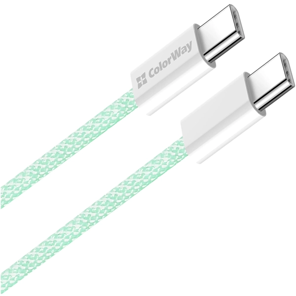 Купить Кабель ColorWay USB-C 60W 3А 1m Green (CW-CBPDCC061-G) - фото 3