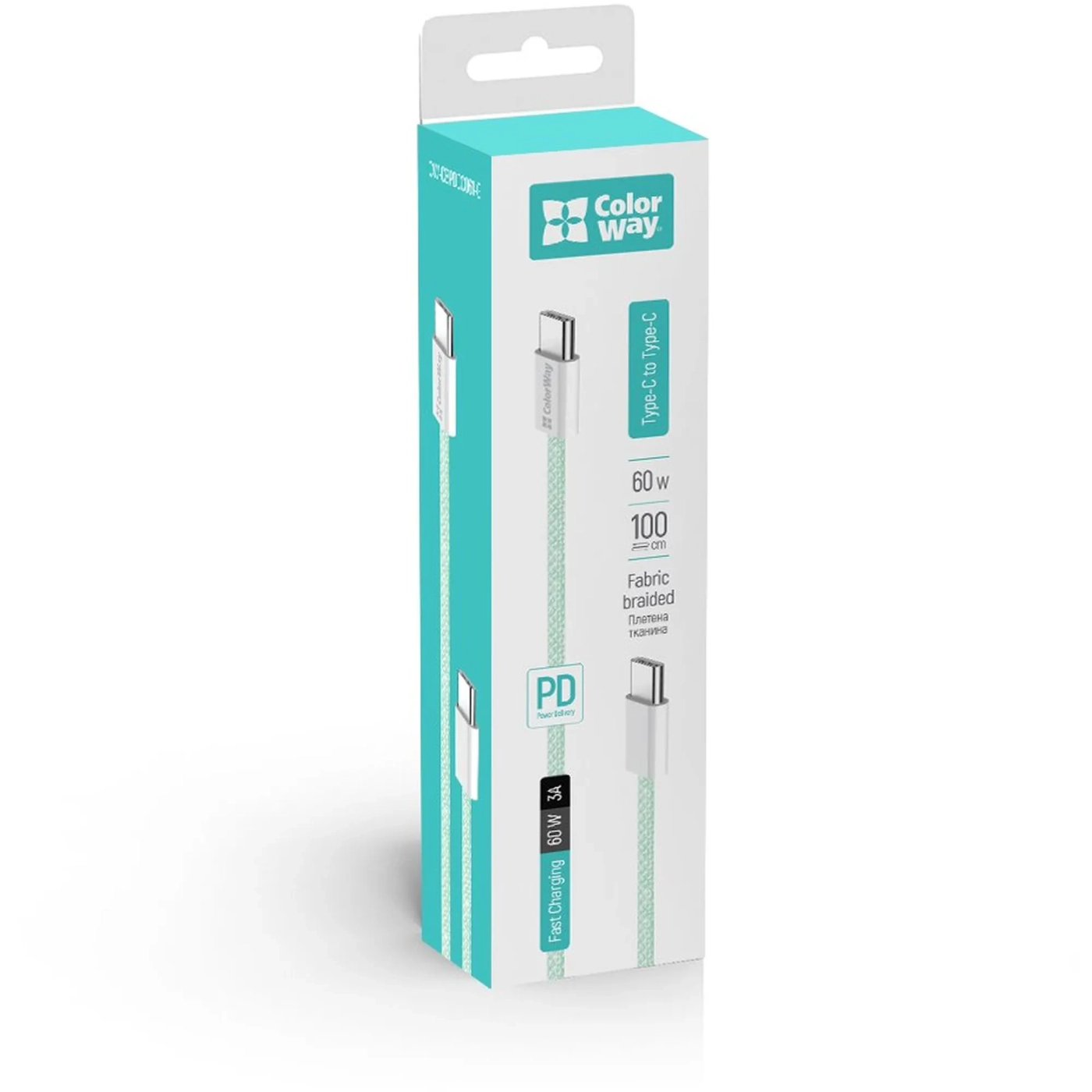 Купить Кабель ColorWay USB-C 60W 3А 1m Green (CW-CBPDCC061-G) - фото 8