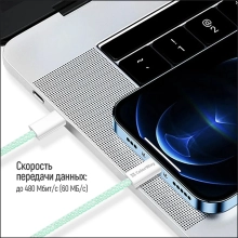 Купить Кабель ColorWay USB-C 60W 3А 1m Green (CW-CBPDCC061-G) - фото 14