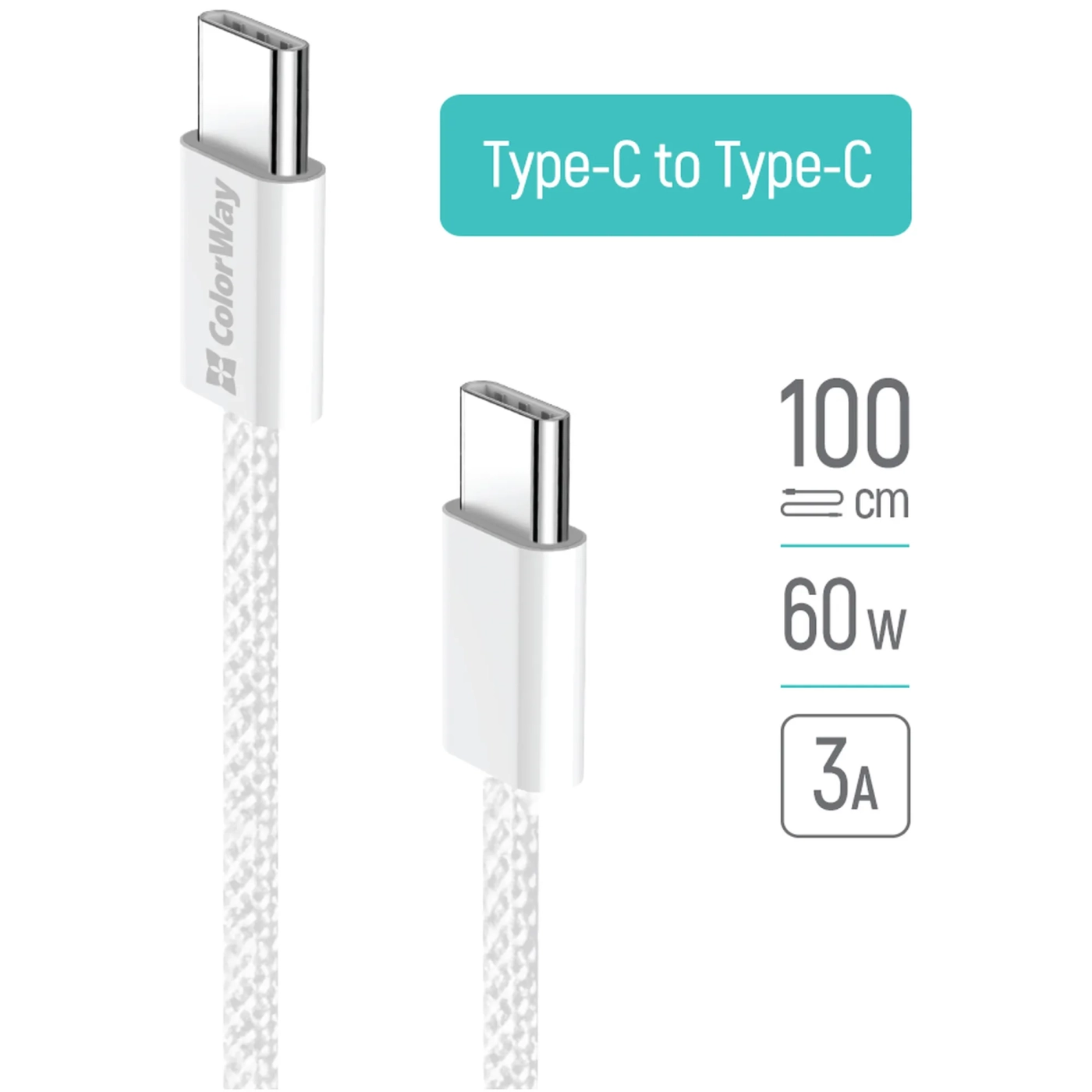 Купить Кабель ColorWay USB-C 60W 3А 1m Grey (CW-CBPDCC061-GR) - фото 9