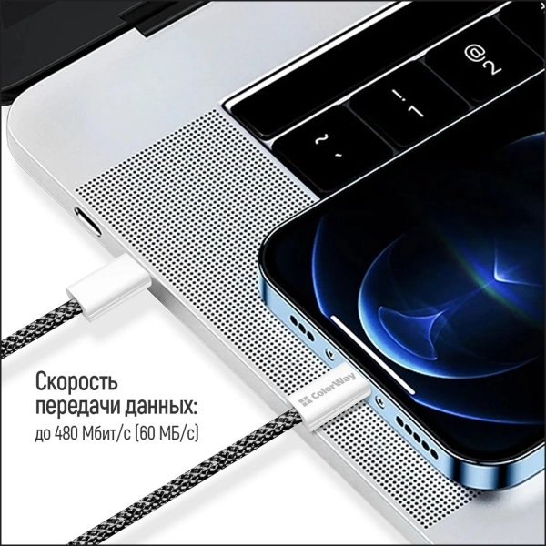 Купить Кабель ColorWay USB-C 60W 3А 1m Black (CW-CBPDCC061-BK) - фото 14