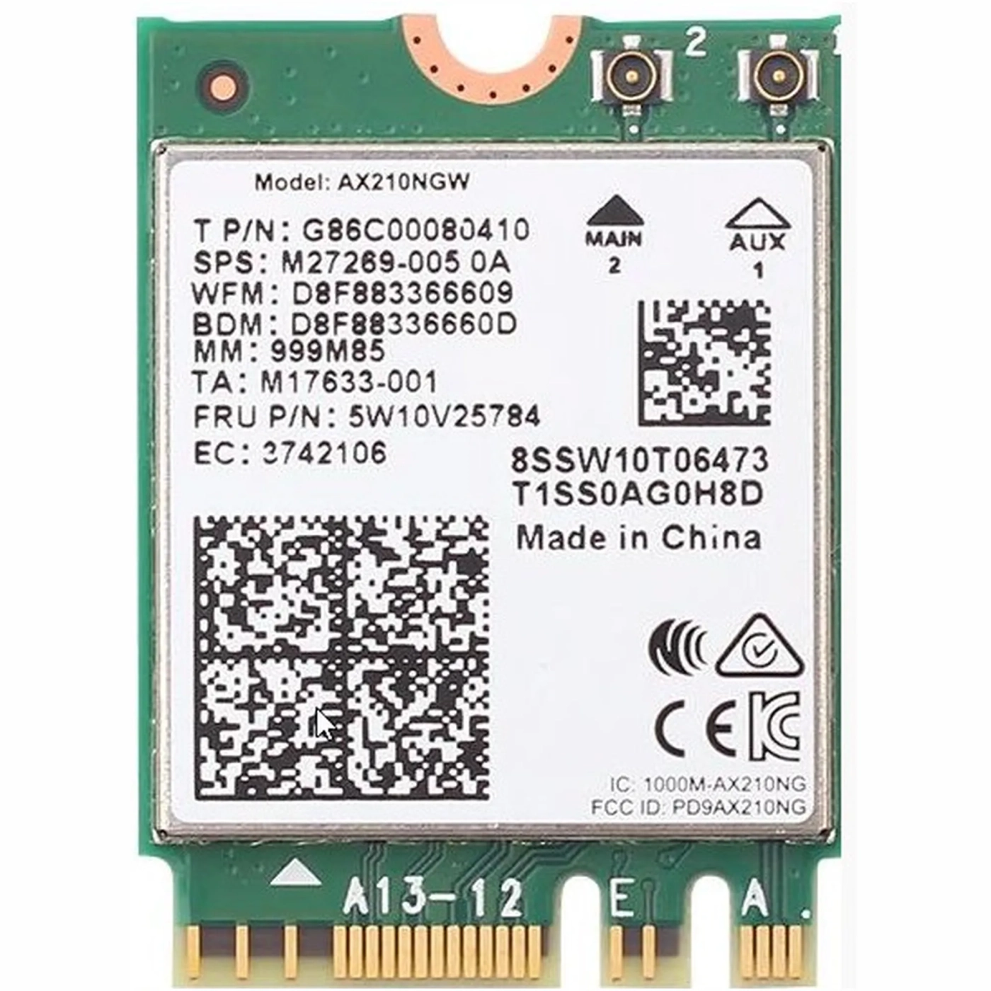 Купити WiFi-адаптер Intel Wireless-AX 802.11AX+BT5.2 AX210 m.2 (AX210.NGWG.NV) - фото 1