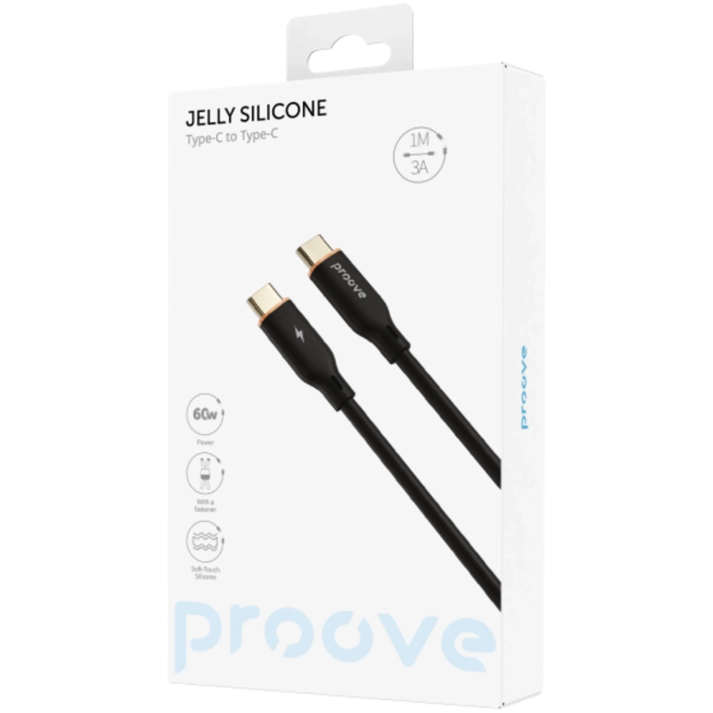 Купить Кабель Proove Jelly Silicone USB-C 60W 1m Black (CCJS60002201) - фото 4