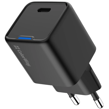 Купить Зарядное устройство СolorWay GaN 25W 3A USB-C Black (CW-CHS052PD-BK) - фото 1