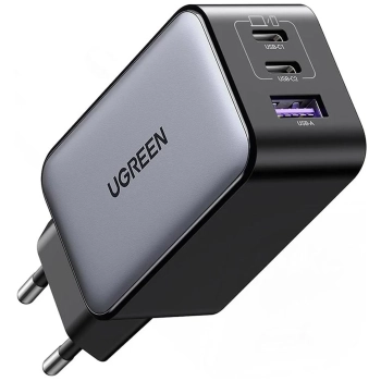 Купить Зарядное устройство Ugreen CD244 65W 3xUSB (2хUSB-C+USB-A) PD GaN Black/Grey (10335) - фото 1