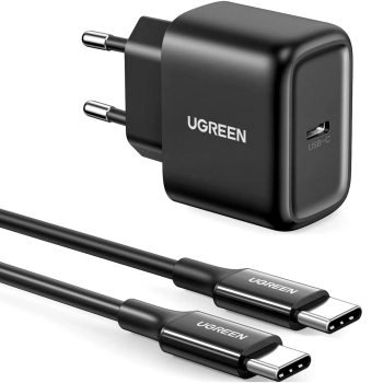 Купить Зарядное устройство Ugreen CD250 25W USB-C PD + USB-C Cable Black (50581) - фото 1