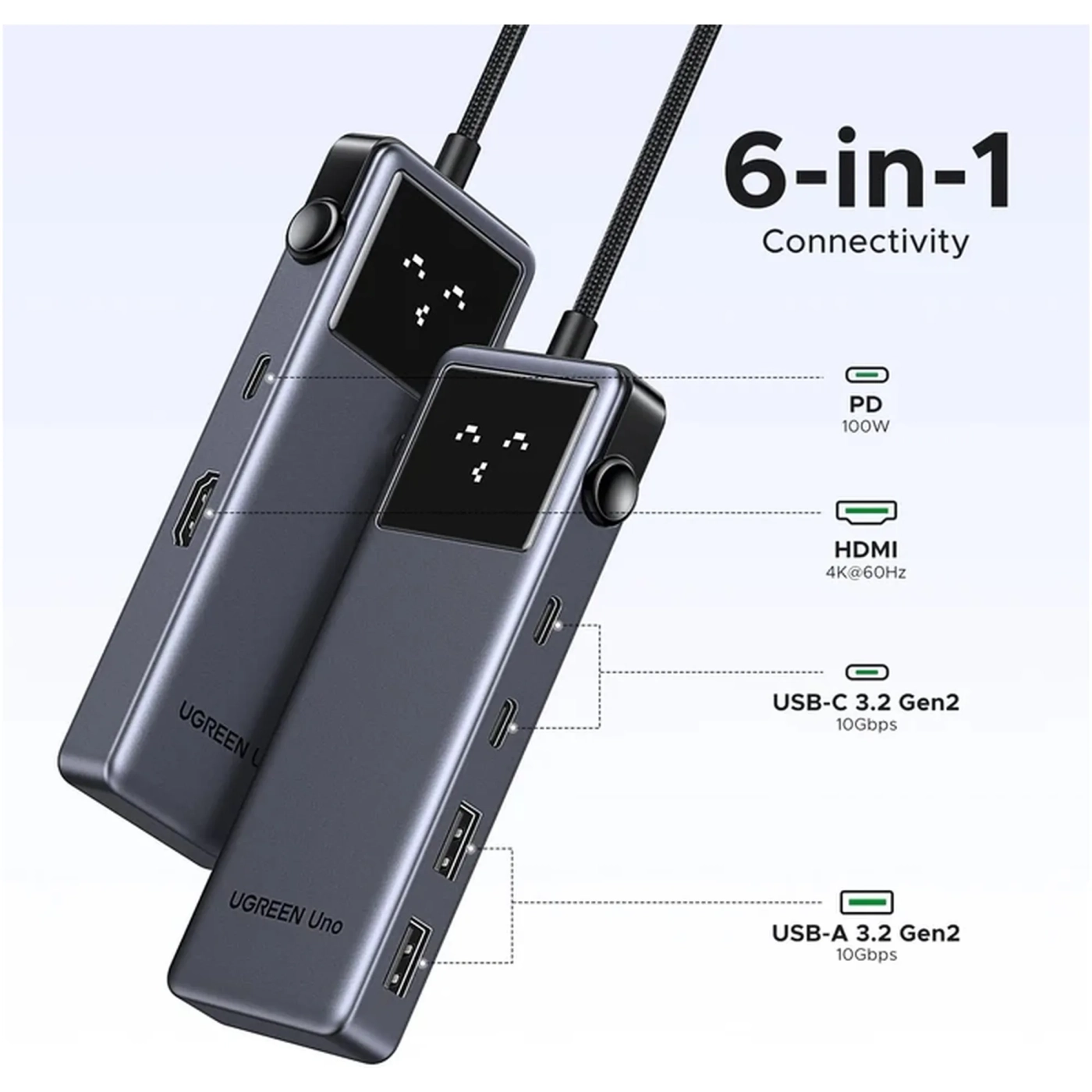 Купить Хаб Ugreen Uno 6-in-1 CM888 (UGR-35998) - фото 2