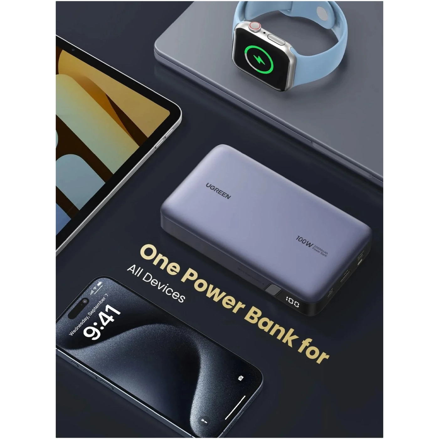 Купити Павербанк УМБ Ugreen PB720 20000mAh 100W Grey (25188) - фото 7