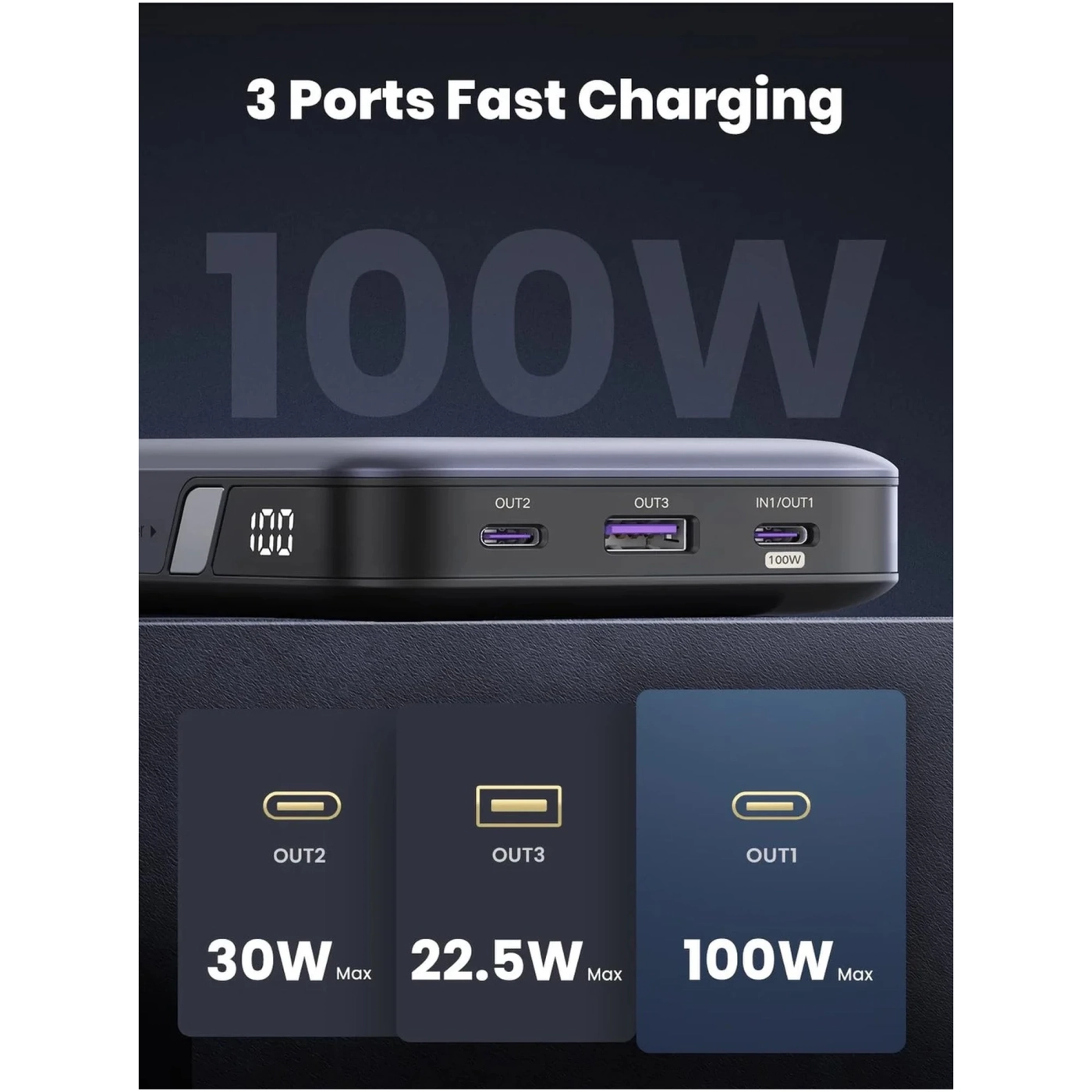 Купити Павербанк УМБ Ugreen PB720 20000mAh 100W Grey (25188) - фото 8