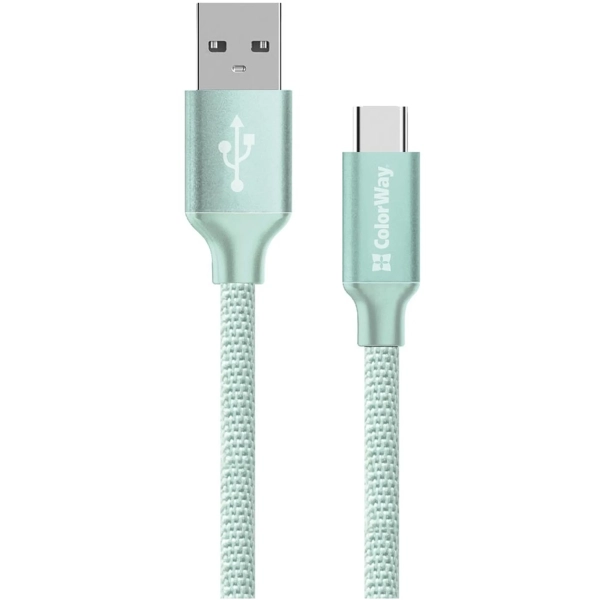 Купить Кабель СolorWay USB - USB-C 2.4A 2m Mint (CW-CBUC008-MT) - фото 1