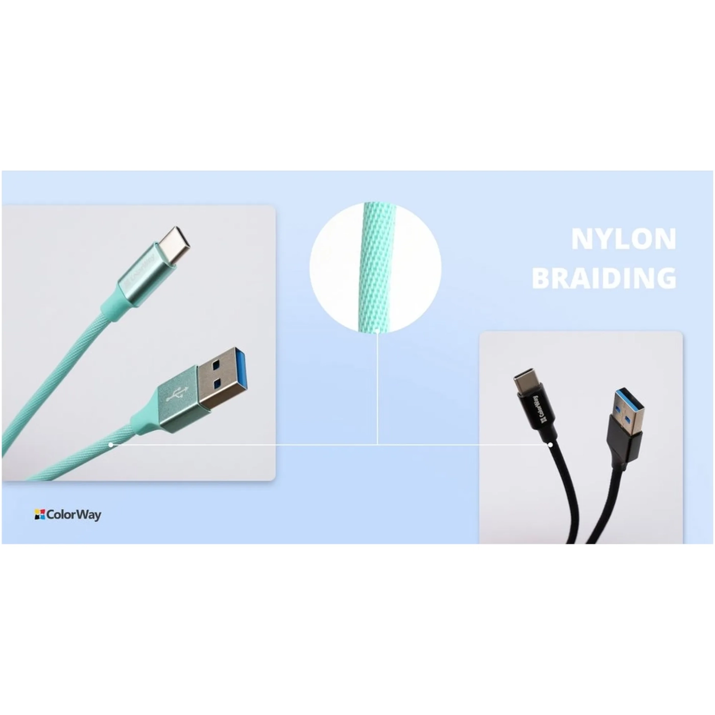 Купить Кабель СolorWay USB - USB-C 2.4A 2m Mint (CW-CBUC008-MT) - фото 8