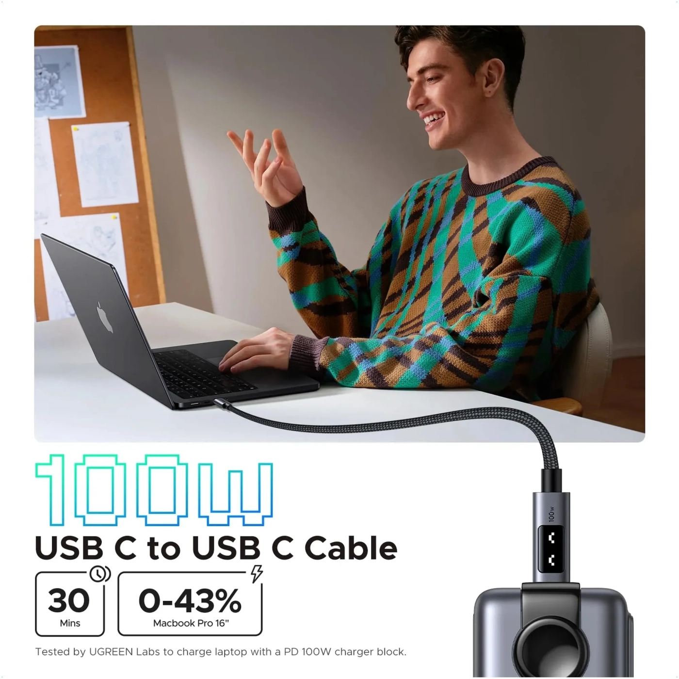 Купить Кабель Ugreen Uno USB-C 100W 5A 1m (35501) - фото 2