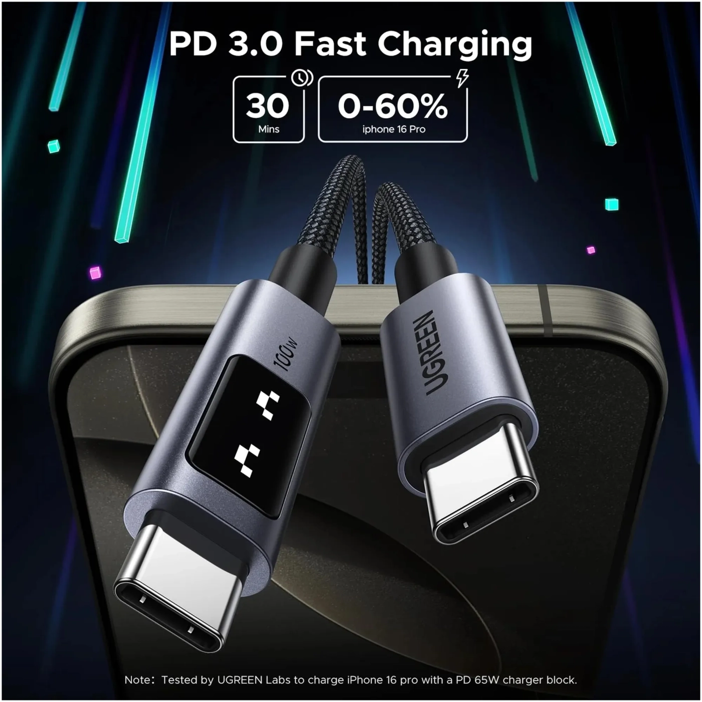 Купить Кабель Ugreen Uno USB-C 100W 5A 1m (35501) - фото 3