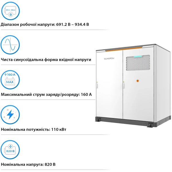 Купить Система хранения энергии Sungrow PowerStack ESS 110kW 455kWh 820V 280Ah LiFePO4 IP55, Fire Extinguisher, Liquid Cooled (ST455kWh-110kW-4h) - фото 3