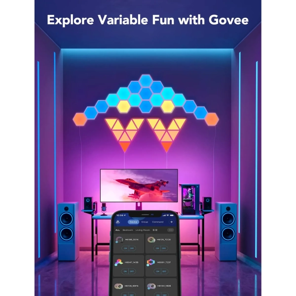 Купить Набор светильников настенных Govee H6061 Glide Hexa Light Panels 10pcs RGB White (B6061301) - фото 3