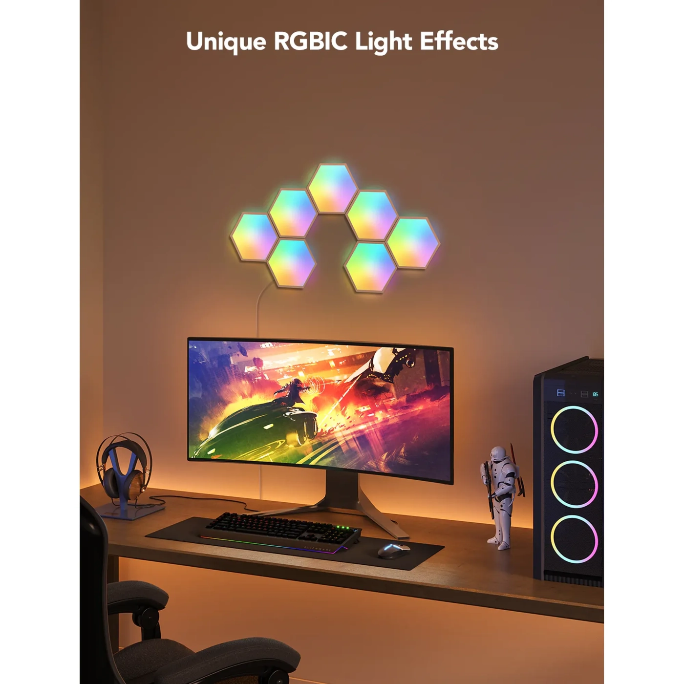 Купить Набор светильников настенных Govee H6061 Glide Hexa Light Panels 10pcs RGB White (B6061301) - фото 11