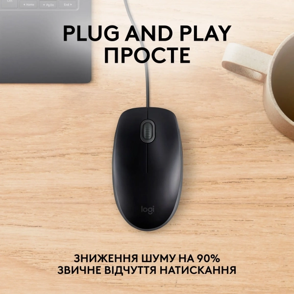 Купити Миша Logitech B100 USB Black - фото 3