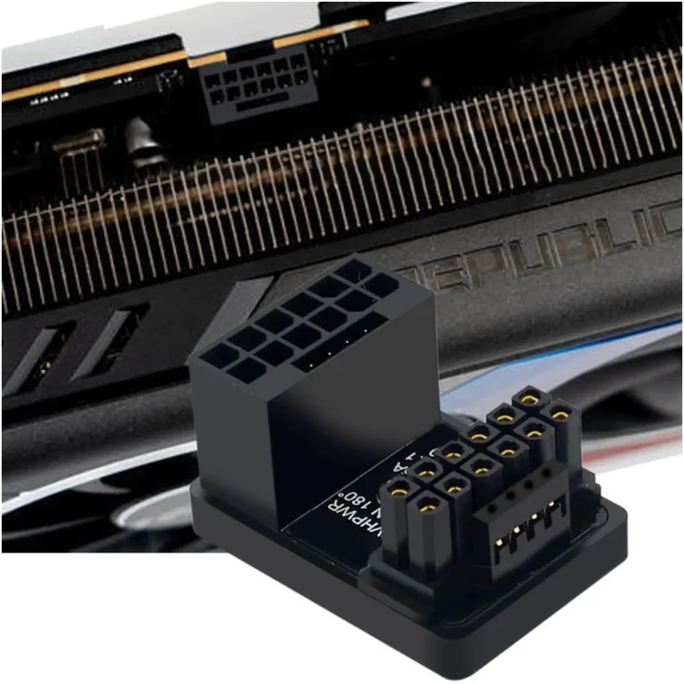 Купити Перехідник живлення Phobya 12VHPWR Adapter 180 Grad 16Pin to 16Pin - Black Left (12vhpwr16p16p-bl) - фото 2