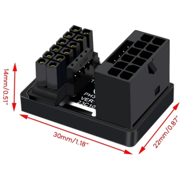 Купити Перехідник живлення Phobya 12VHPWR Adapter 180 Grad 16Pin to 16Pin - Black Left (12vhpwr16p16p-bl) - фото 4