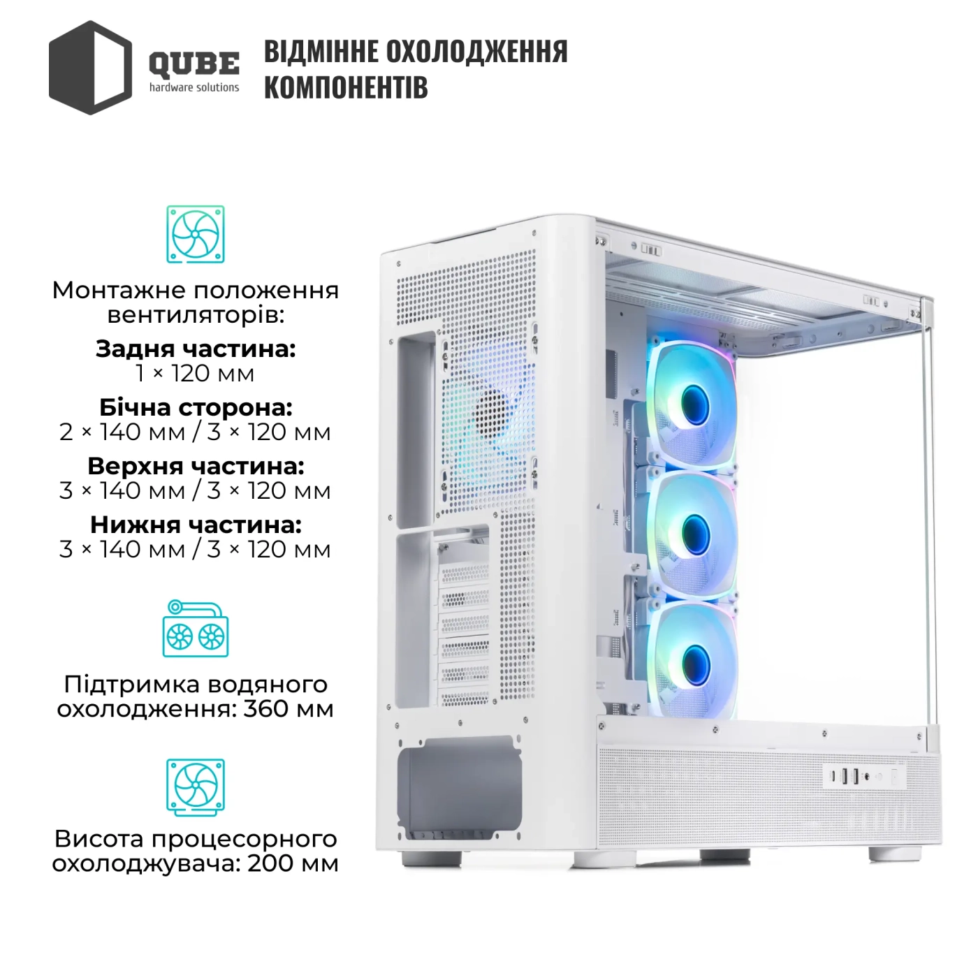 Купити Корпус QUBE MASTERFORCE White (MASTERFORCE_GWNU3) - фото 4