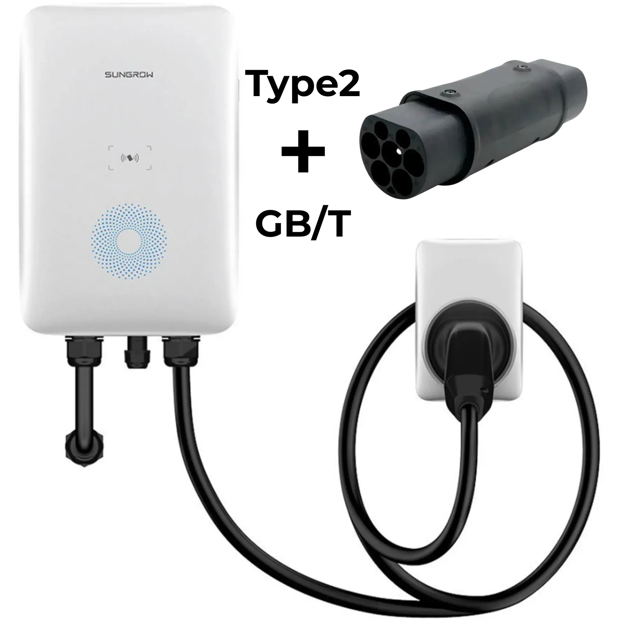 Купить Зарядная станция для электромобиля Sungrow AC007E-01 Type2 7kW 32A 1-Ph + переходник GB/T - фото 2