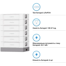 Купить Система хранения энергии Solarverse SUN-15K-SG01HP3-EU-AM2-STACK100-6-30.72kW-LFP 15kW 30.7kWh 1BAT LiFePO4 6000 циклов - фото 5
