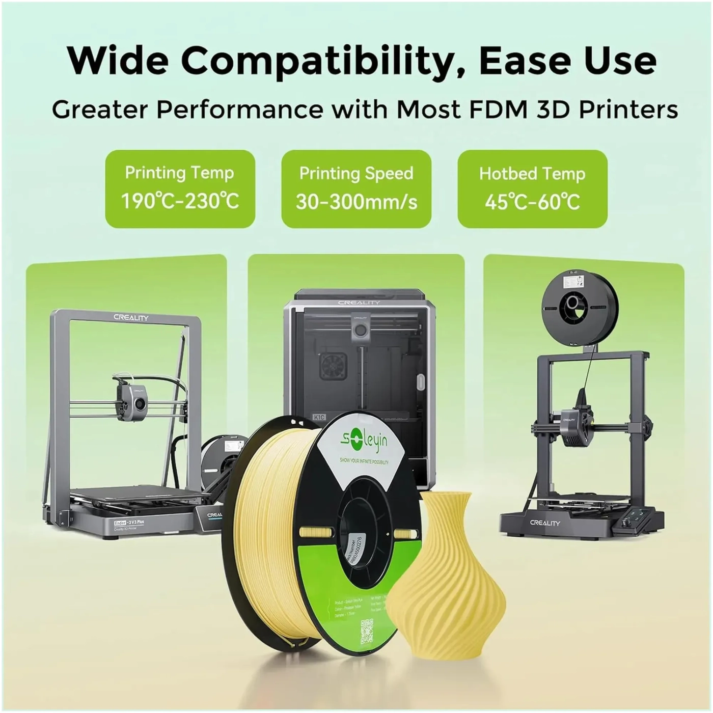 Купити Ultra PLA Filament (пластик) для 3D принтера Creality Soleyin 1кг, 1.75мм, ананасово-жовтий (3301010506) - фото 7