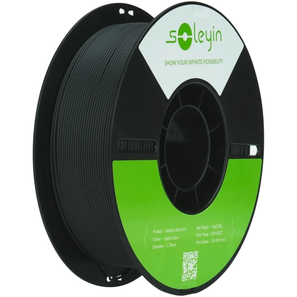 Купить Ultra PLA Filament (пластик) для 3D принтера Creality Soleyin матовый 1кг, 1.75мм, чёрный (3301010513) - фото 1