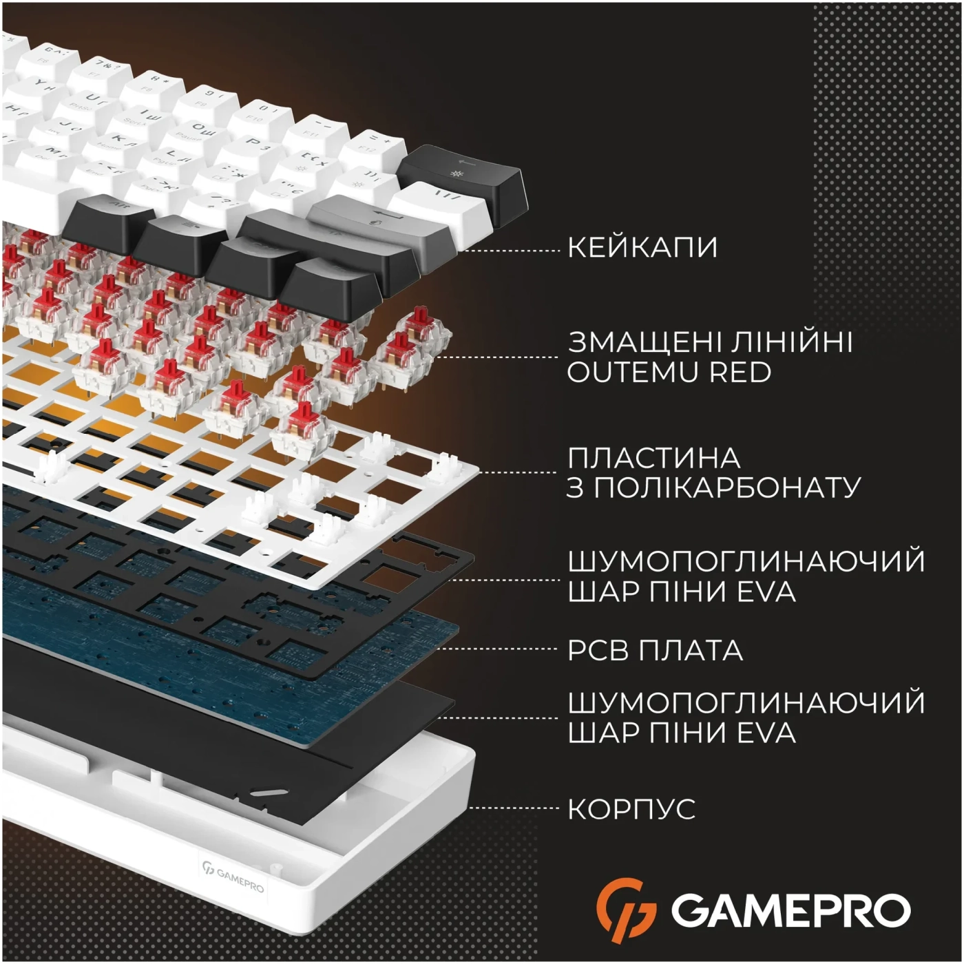 Купити Клавіатура GamePro Genesis Infinity Outemu Swith RGB USB-C (MK130BW) - фото 8