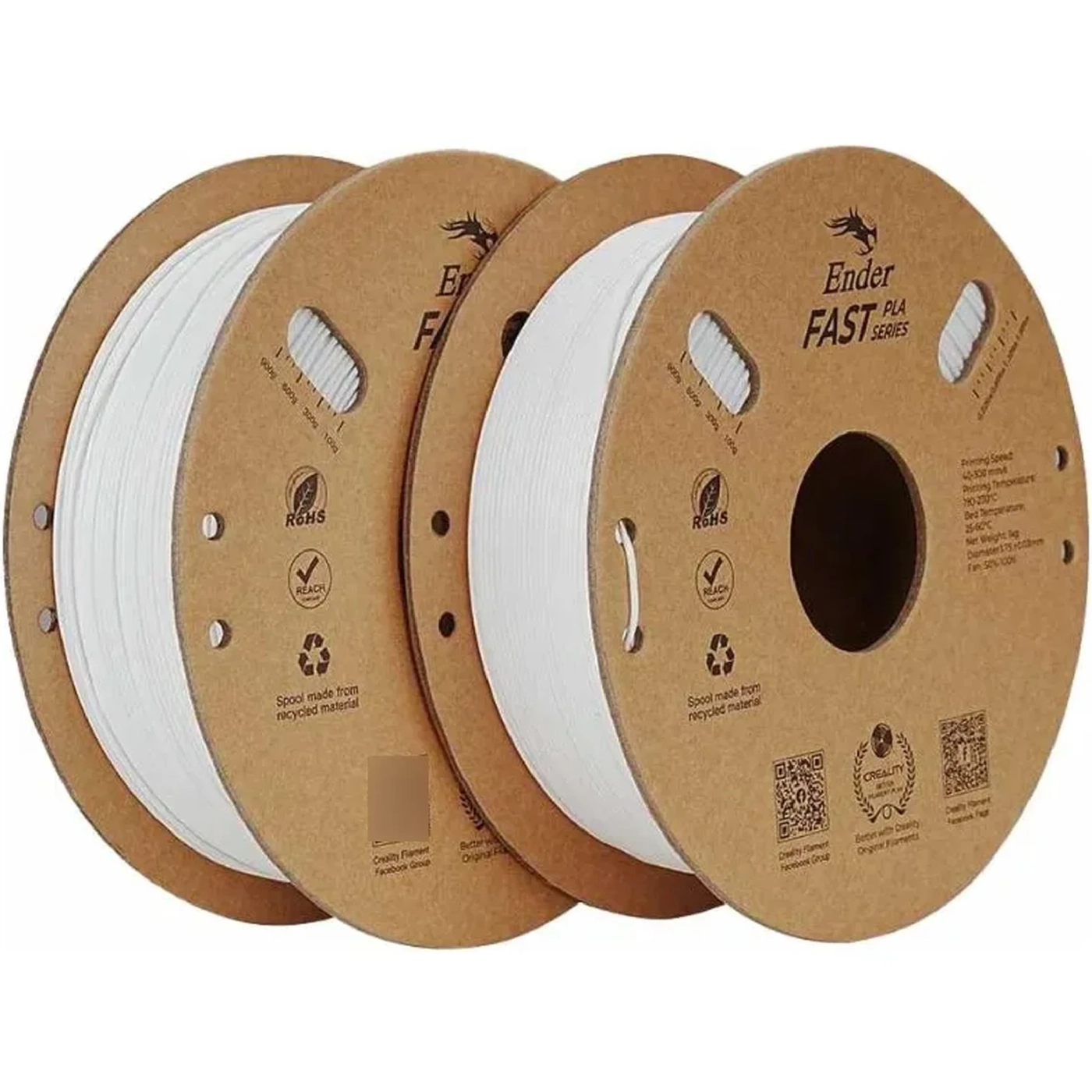 Купити Fast PLA Filament (пластик) для 3D принтера CREALITY Ender 2x1кг, 1.75мм, білий (3301010396) - фото 1