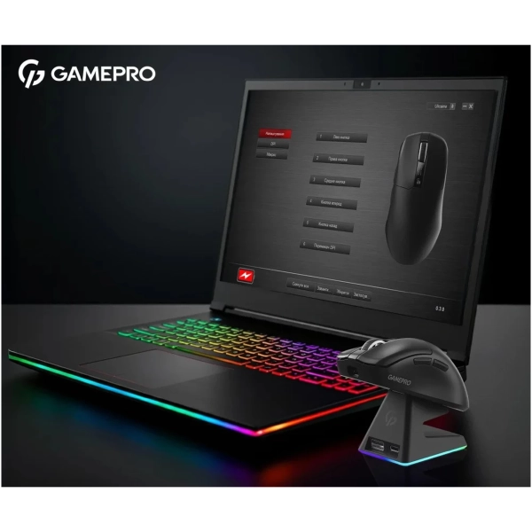 Купить Мышь GamePro Asgard Thor Wireless/Bluetooth/USB-C 1К charging dock Black (GM023B) - фото 7