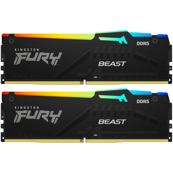 Купить Модуль памяти Kingston FURY Beast RGB DDR5-5600 128GB KIT (2x64GB) (KF556C40BBAK2-128) - фото 1