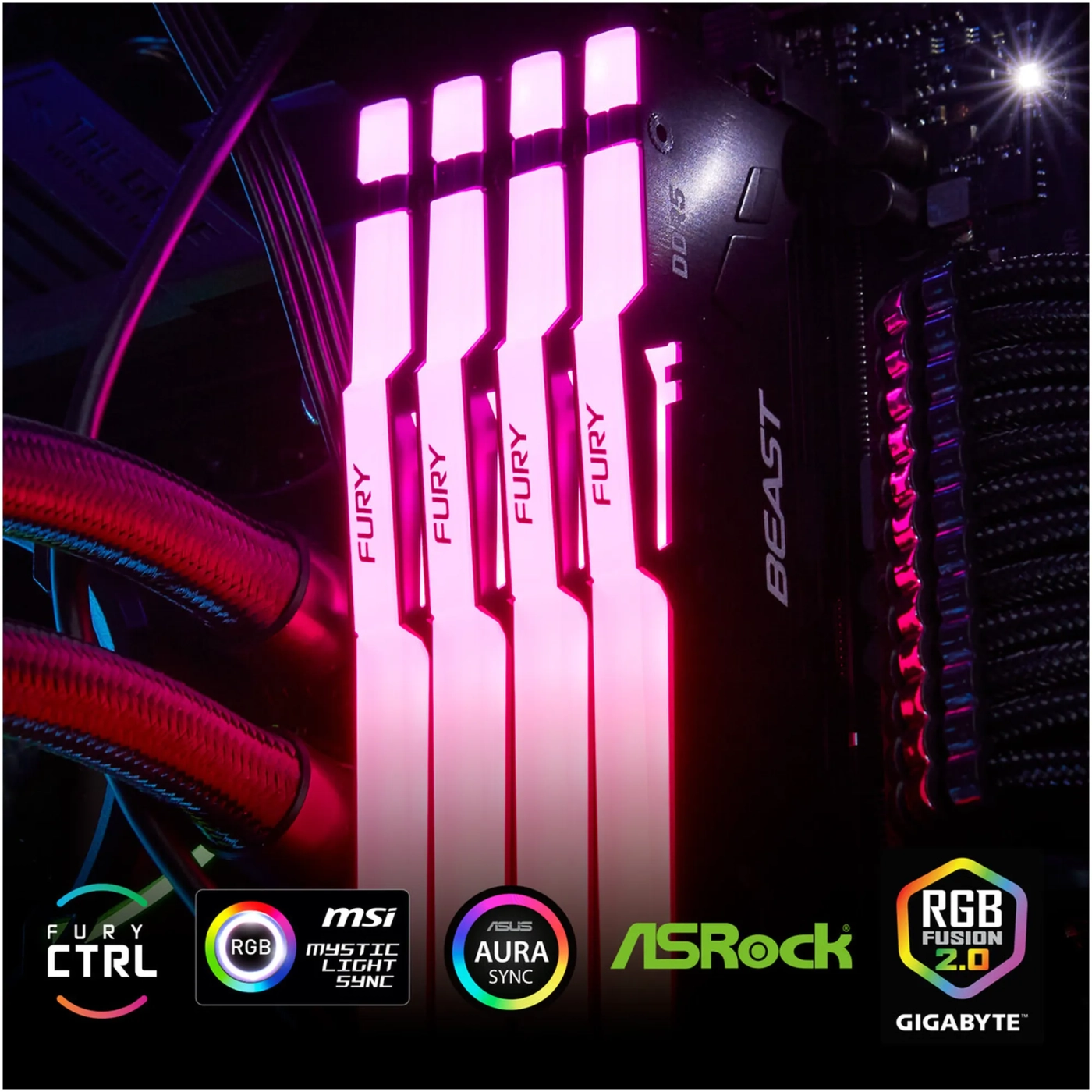 Купить Модуль памяти Kingston FURY Beast RGB DDR5-5600 128GB KIT (2x64GB) (KF556C40BBAK2-128) - фото 6