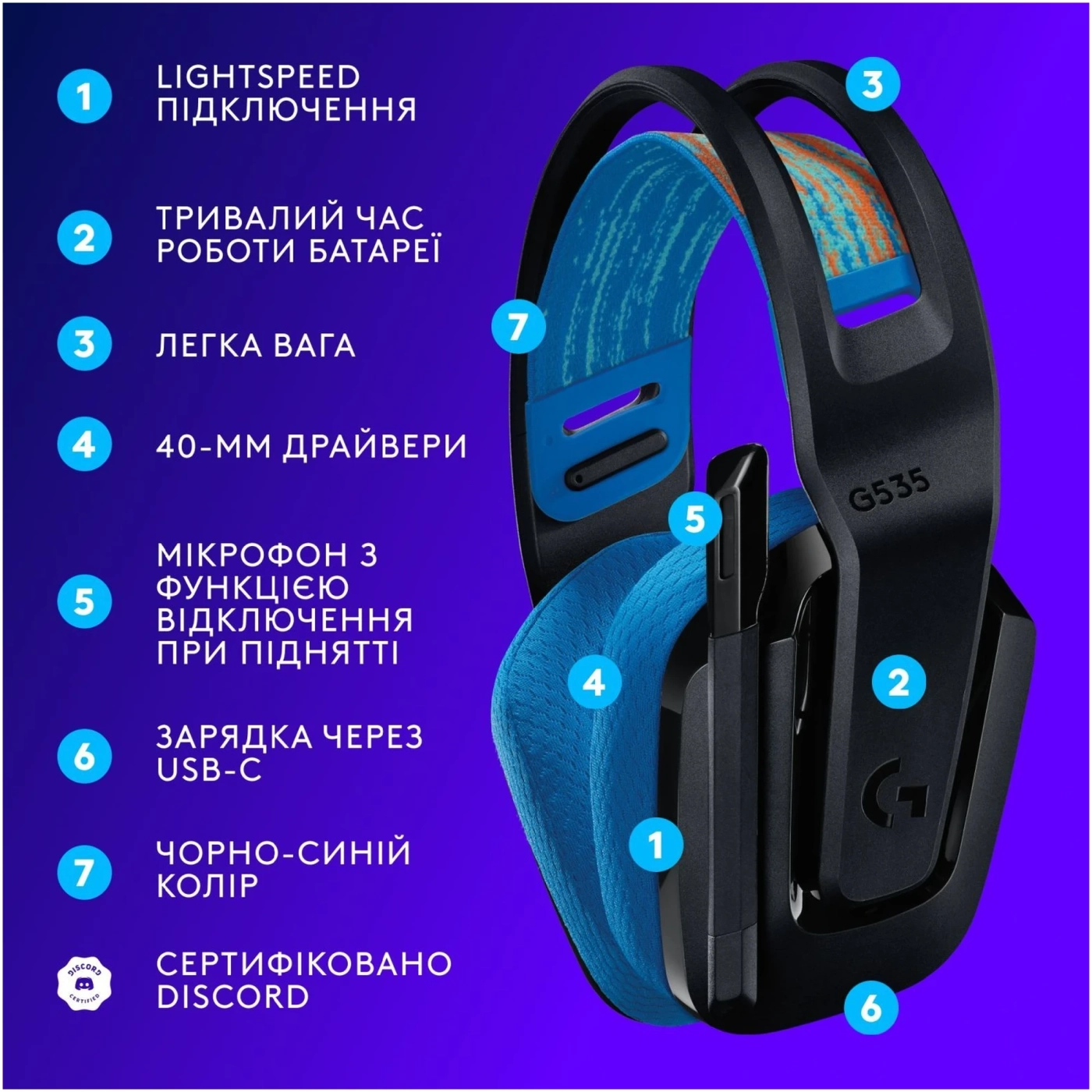 Купить Наушники Logitech G535 Black (939-002219) - фото 6