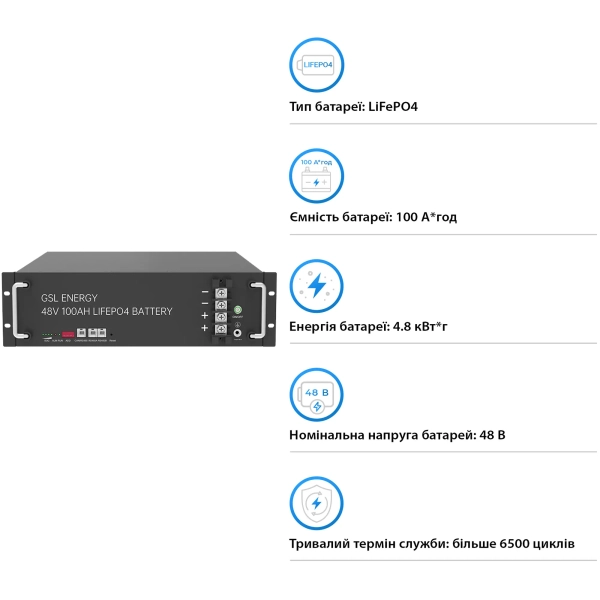 Купити Система зберігання енергії Solarverse SV5048UPSR-1GS4.8K-LFP 5 4.8kWh 1BAT LiFePO4 6500 циклів - фото 5