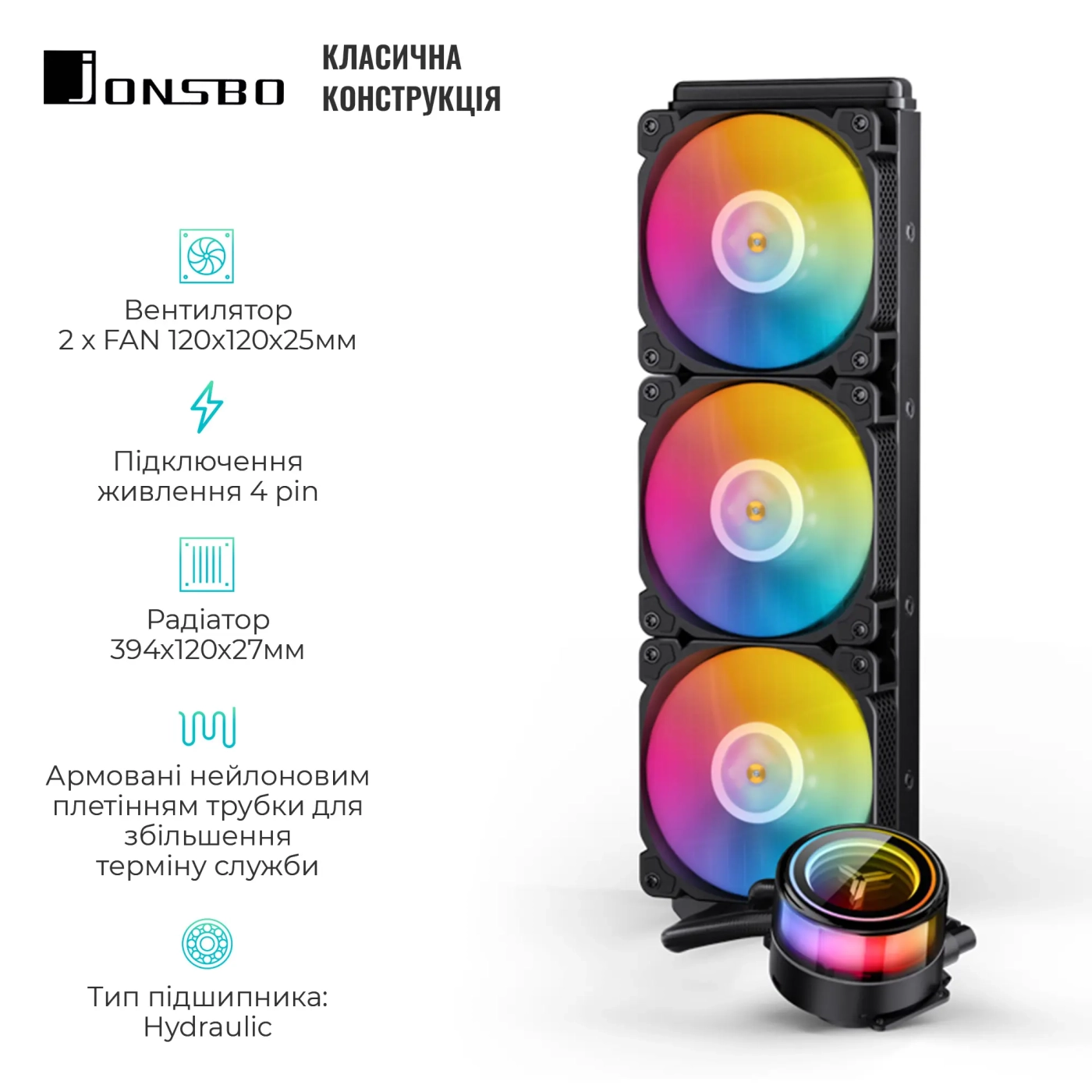Купити Система рідинного охолодження JONSBO TW7-360 ARGB Black (Intel LGA1700/1200/115X/2011 AMD AM4/AM5/4PIN PWM) - фото 2