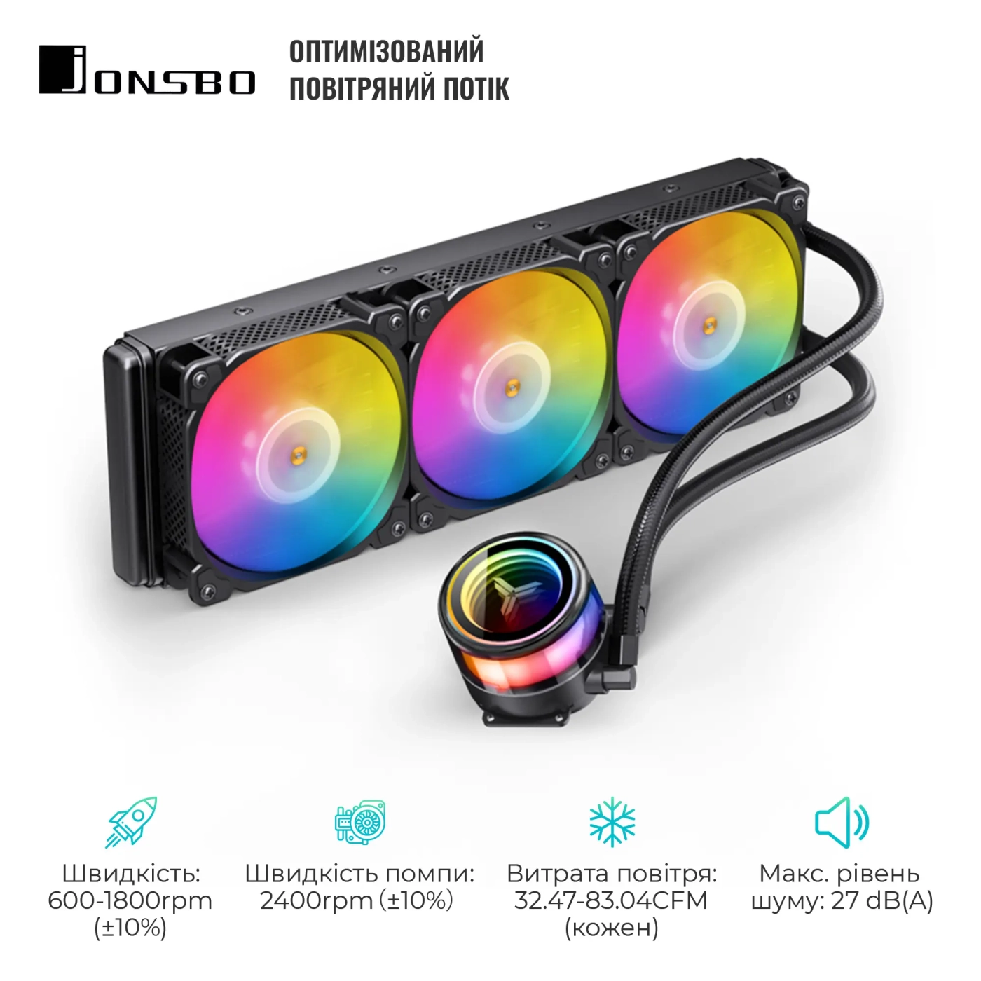 Купити Система рідинного охолодження JONSBO TW7-360 ARGB Black (Intel LGA1700/1200/115X/2011 AMD AM4/AM5/4PIN PWM) - фото 3