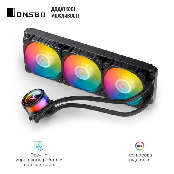 Купити Система рідинного охолодження JONSBO TW7-360 ARGB Black (Intel LGA1700/1200/115X/2011 AMD AM4/AM5/4PIN PWM) - фото 4