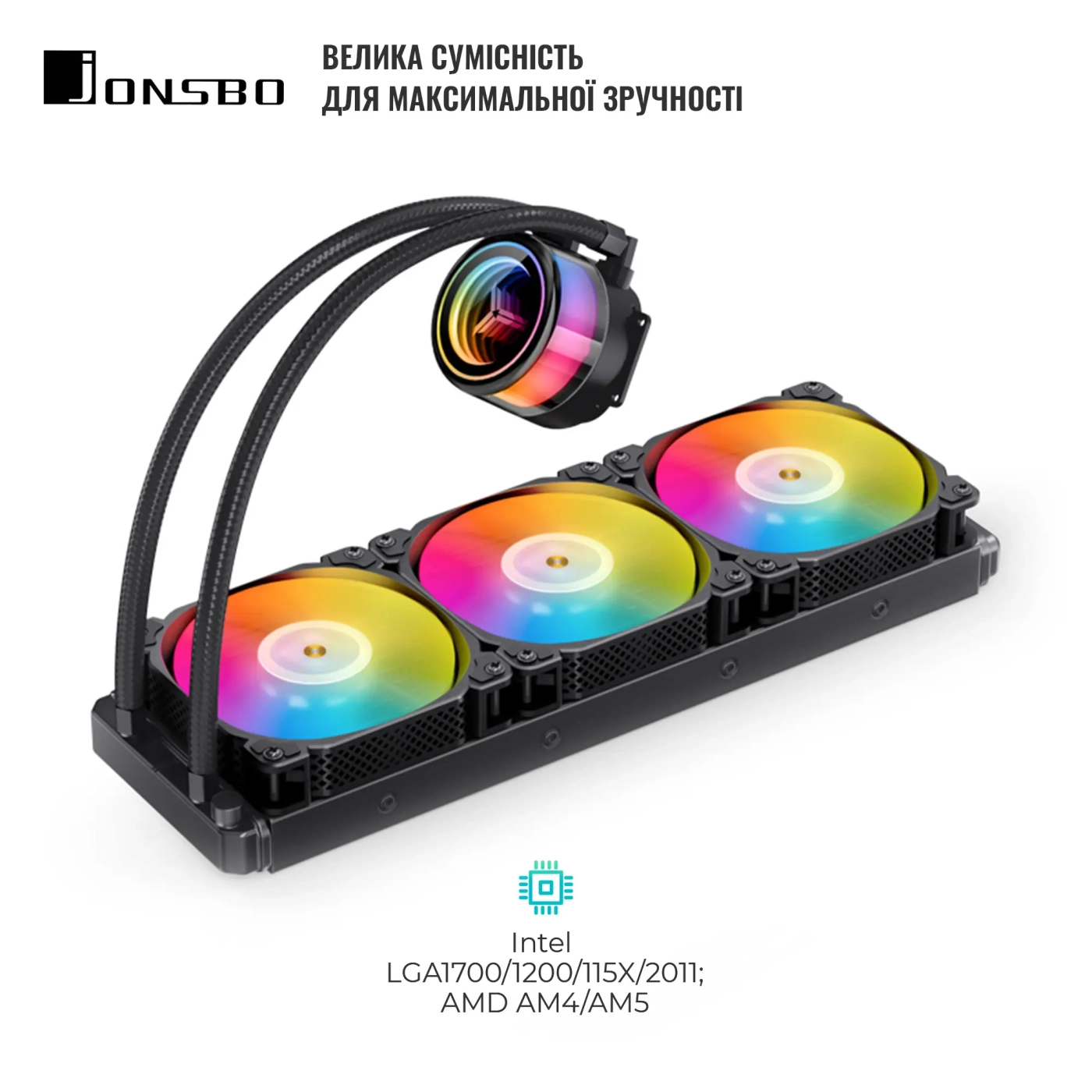 Купити Система рідинного охолодження JONSBO TW7-360 ARGB Black (Intel LGA1700/1200/115X/2011 AMD AM4/AM5/4PIN PWM) - фото 5