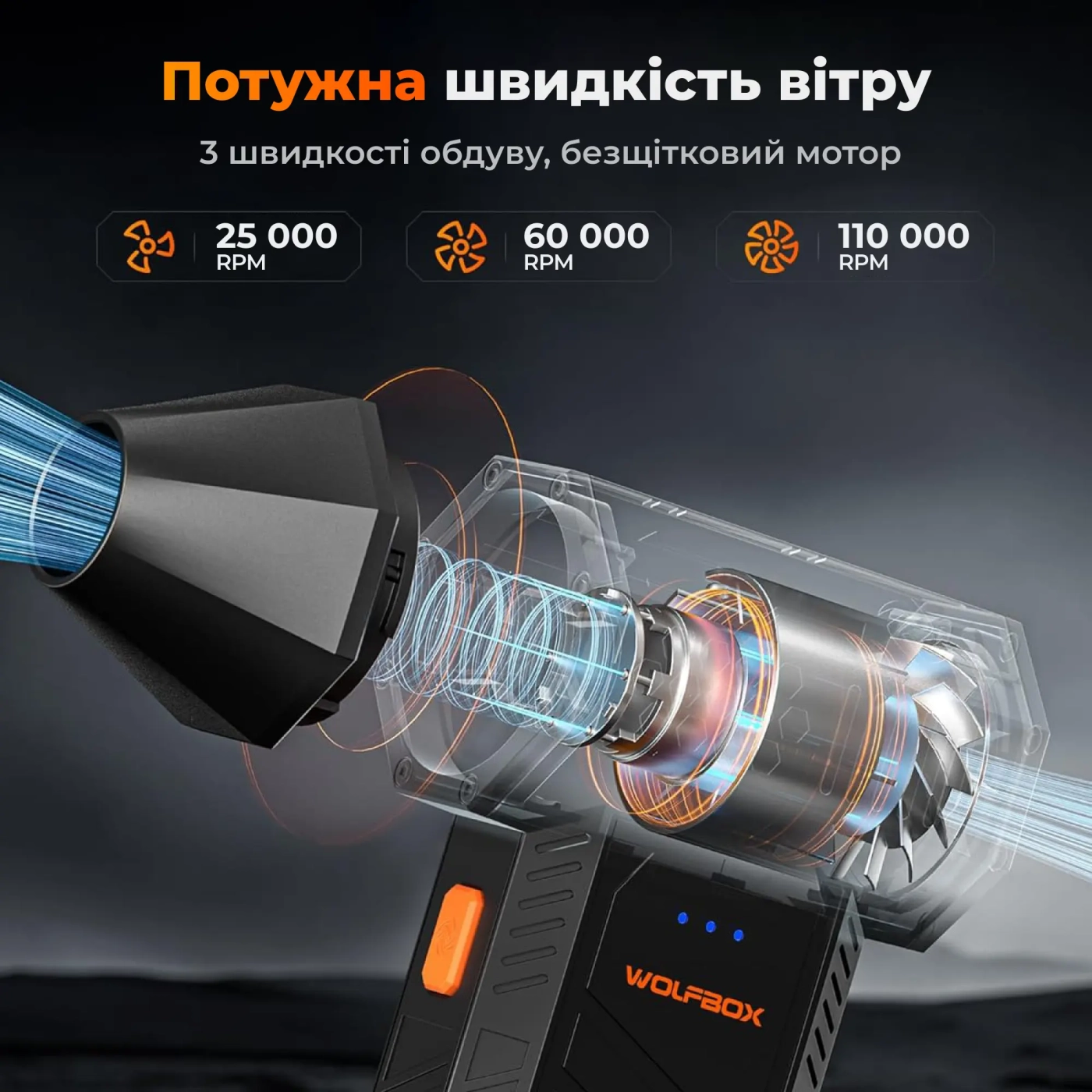Купити Акумуляторний туброкомпресор (повітродувка) Wolfbox MegaFlow 50 (MF50) - фото 3