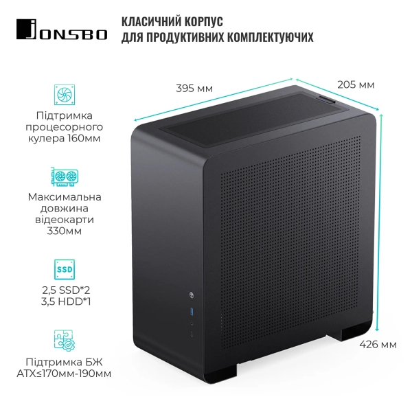 Купити Корпус JONSBO U4 Pro MESH Black - фото 2