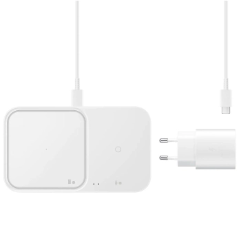Купить Беспроводное зарядное устройство Samsung Duo EP-P5400 15W (с СЗУ) White (EP-P5400TWEGEU) - фото 1