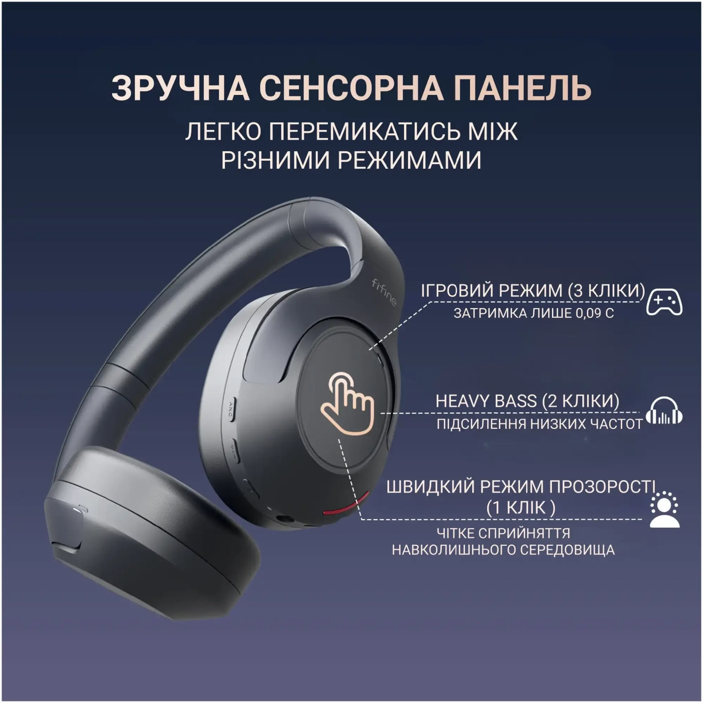 Купить Наушники Fifine X3 Wireless Black (X3_Fifine) - фото 13
